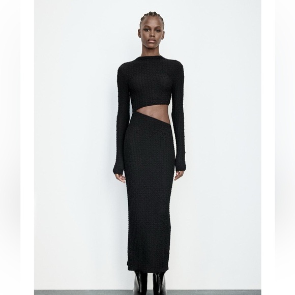 Zara Dresses & Skirts - Zara NWT textured cut out dress black 5039/388